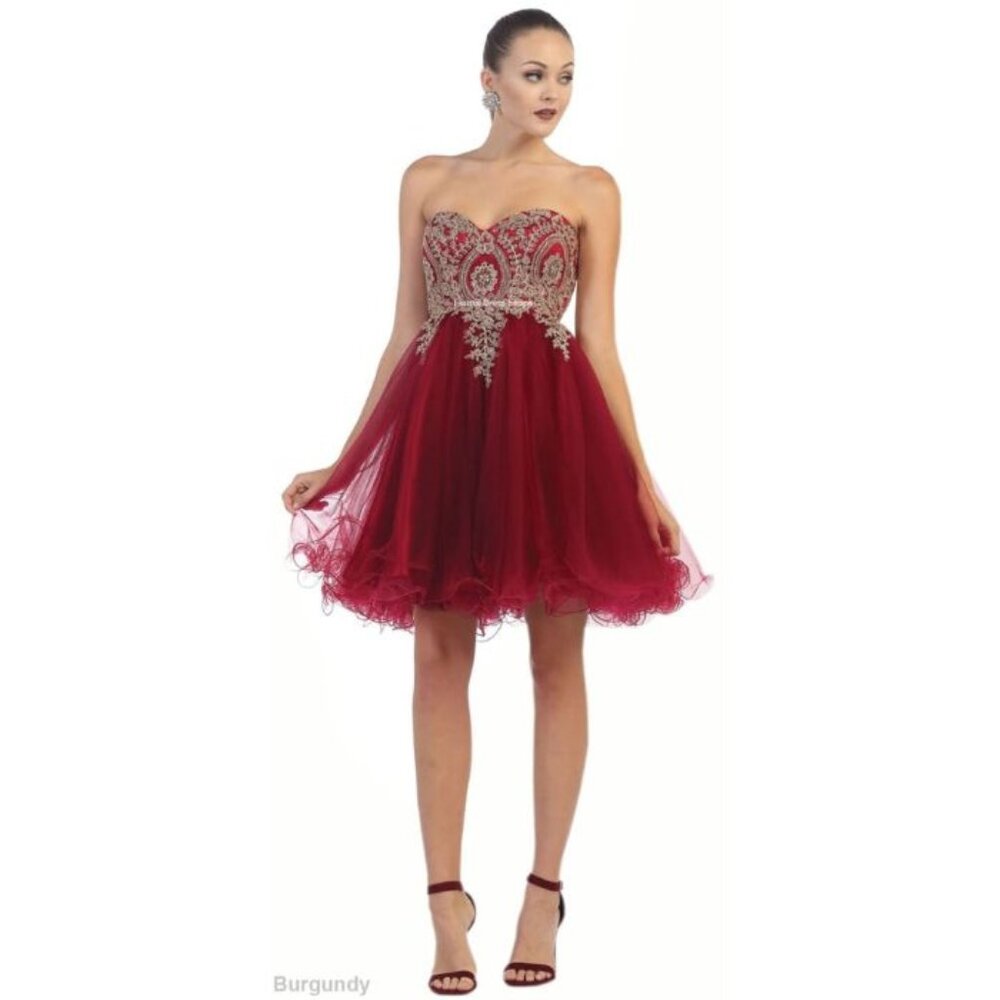 Burgundy Quinceañera Dama Dress Style Outfit By May Queen MQ1414